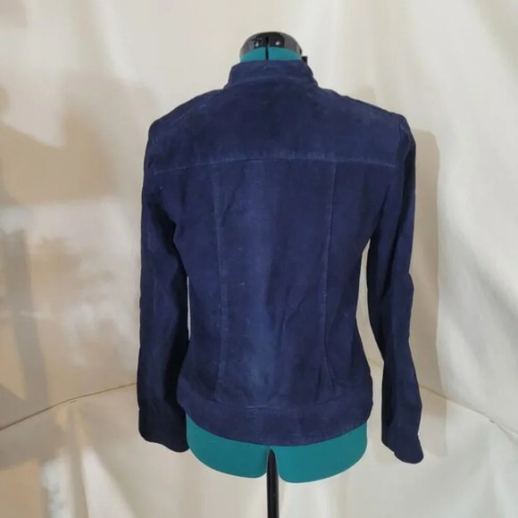 Anne Klein Blue Suede Leather Jacket - Size Small - Picture 4 of 11